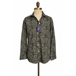 NWT TALLIA Green Color Flowers Long Sleeve Dress Shirt Mens SZ Large Neck 16 1/2